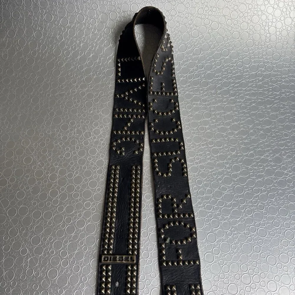 VTG Rare Diesel For Successful Living Studded Leather Belt Italy - Size 95 38